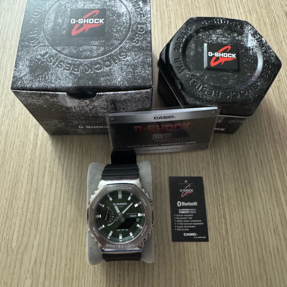 Casio G-Shock GBM-2100a 1A4 Stainless Steel Watch Green Dial Solar Bluetooth